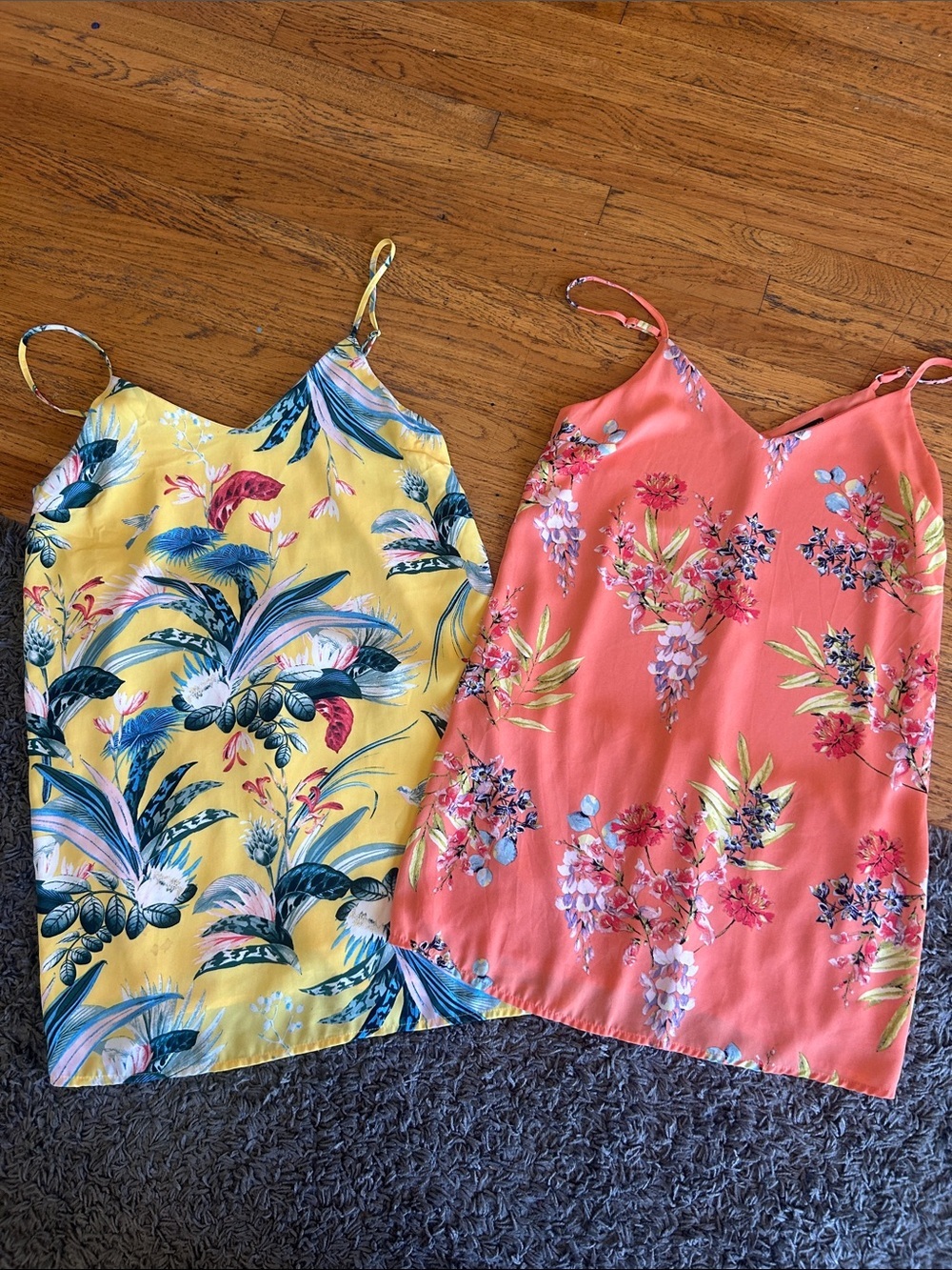 Cotton On Floral Spaghetti Strap Camis - Yellow & Coral Dresses Bundle Size S